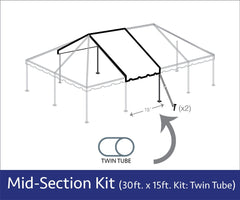 30' x 15' Twin Tube West Coast Frame Tent Top Mid Section Kit
