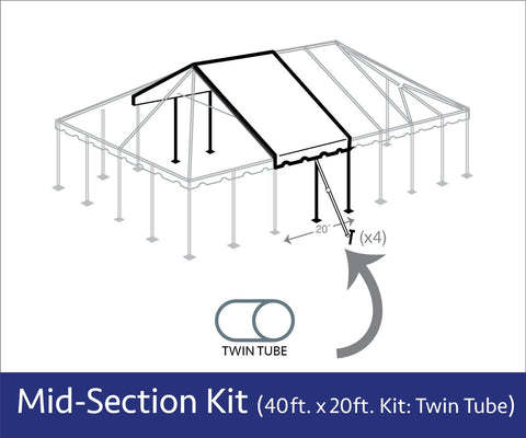 40' x 20' Twin Tube Sectional West Coast Frame Tent Top Mid Extender Kit
