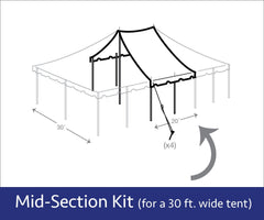 30' x 20' Premium Pole Tent Mid Extender Top Complete Kit