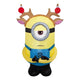 3.5' Gemmy Airblown Inflatable Christmas Minions Stuart w/ Reindeer Antlers