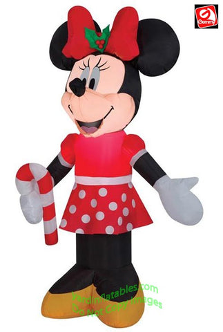 3 1/2' Gemmy Airblown Inflatable Christmas Disney Minnie Mouse w/ Candy Cane
