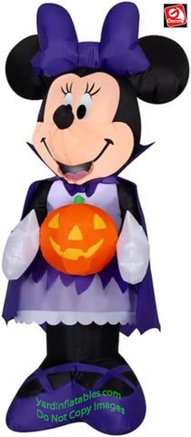 3.5' Gemmy Airblown Inflatable Halloween Minnie Mouse as Vampire w/ Pumpkin