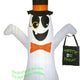 7' Gemmy Airblown Inflatable Ghost w/ Monocle Holding A Treat Bag