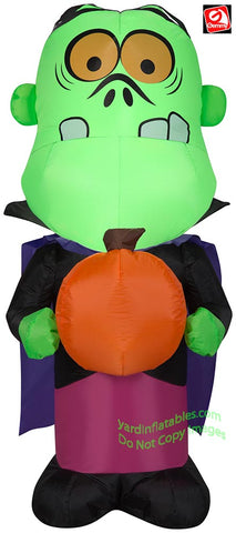 3 1/2' Gemmy Airblown Inflatable Frankenstein Monster Kid Holding A Pumpkin