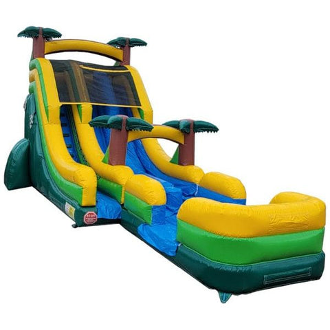 Moonwalk USA Inflatable Bouncers 19'H 2-Lane Palm Tree Screamer Slide W/ Slip N Splash by MoonWalk USA