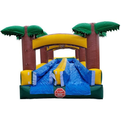 Moonwalk USA Inflatable Bouncers 8'H Dual Lane Paradise Slip N Splash W/ Pool by MoonWalk USA