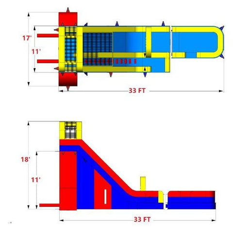 Moonwalk USA Obstacle Course 18'H VOLCANO SCREAMER SLIDE W/ SLIP N SLIDE by MoonWalk USA