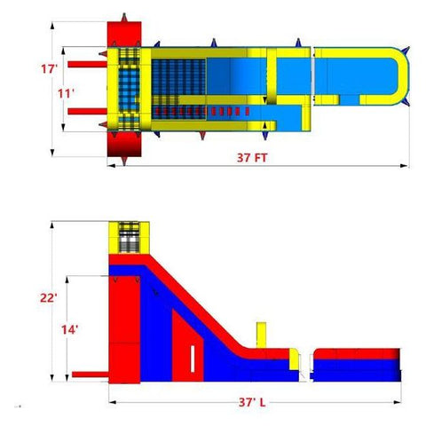 Moonwalk USA Obstacle Course 22'H VOLCANO SCREAMER SLIDE W/ SLIP N SLIDE by MoonWalk USA