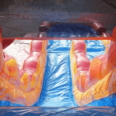 Moonwalk USA Waterslide 19'H 2-Lane Volcano Slide Wet N Dry by MoonWalk USA 19'H 2-Lane Volcano Slide Wet N Dry by MoonWalk USA SKU# W-356