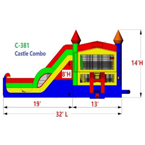 Moonwalk USA WET N DRY COMBOS 14'H Castle Module Combo Wet N Dry by MoonWalk USA 14'H Castle Module Combo Wet N Dry by MoonWalk USA SKU# C-382-WLG