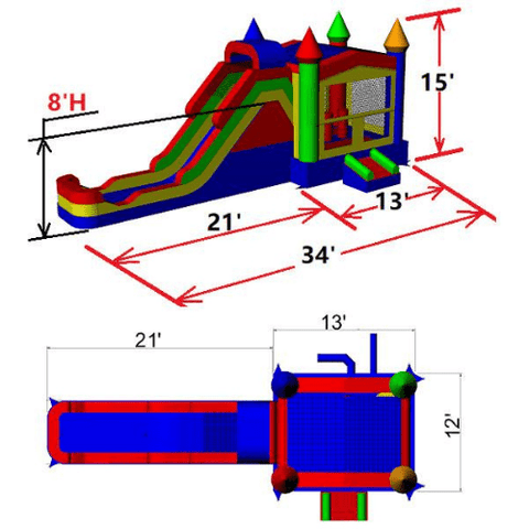 Moonwalk USA WET N DRY COMBOS 15' CASTLE MODULE COMBO WET N DRY by MoonWalk USA 15' CASTLE MODULE COMBO WET N DRY by MoonWalk USA SKU# C-324-WLG