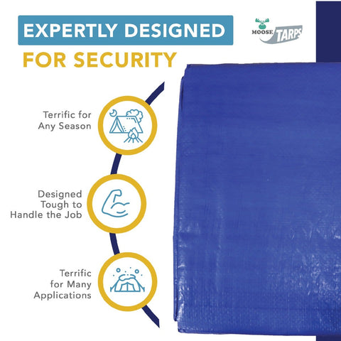 12' x 16' Blue & Silver Multi-Purpose Water Resistant Poly Tarp Cover