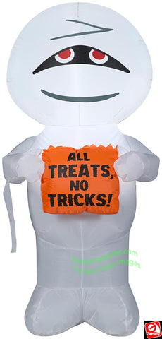 4' Gemmy Airblown Spooky Mummy w/ Halloween Sign