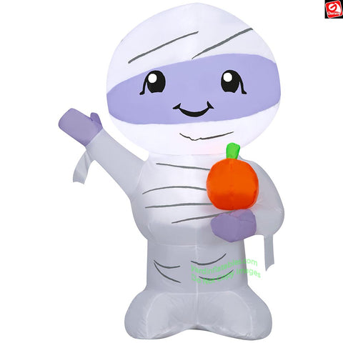 3.5' Gemmy Airblown Inflatable Halloween Mummy w/ Pumpkin