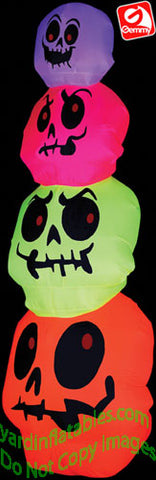 8' Gemmy Airblown Inflatable Halloween NEON Pumpkin Stack