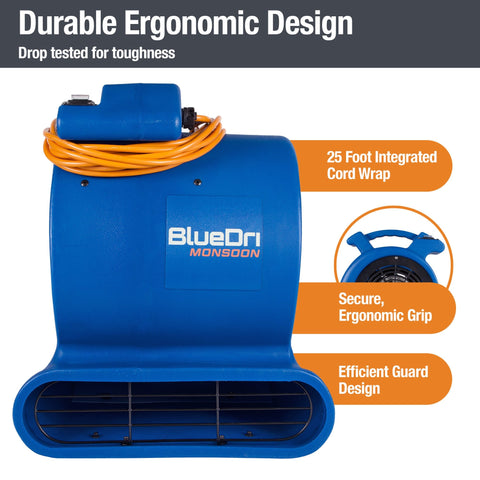 BlueDri BD-MNSN Monsoon 1/2 HP, 2550 CFM Air Mover Blower Fan by B-Air