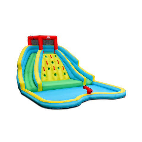 Double Side Inflatable Water Slide Park with Climbing Wall by Costway