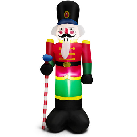 8 Feet Inflatable Nutcracker Soldier with 2 Built-in LED Lights by Costway