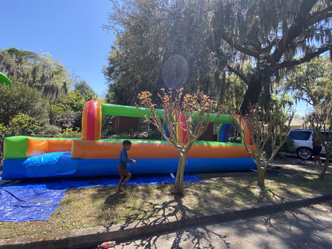 25' Rental Lite Rainbow Inflatable Splash and Ride Waterslide