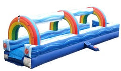 25' Blue Marble Inflatable Splash and Ride Waterslide with Blower