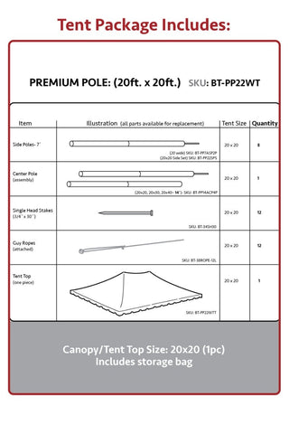 20' x 20' Premium Canopy Pole Party Tent - Yellow and White