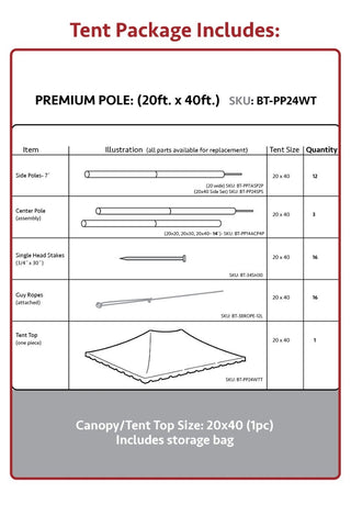 20' x 40' Premium Canopy Pole Party Tent - Blue and White