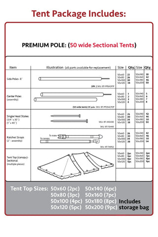 50' x 160' Premium Sectional Canopy Pole Party Tent - White