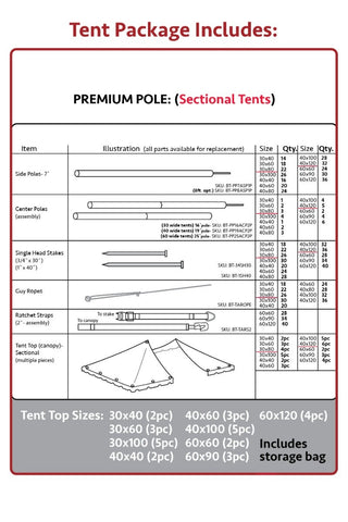 60' x 60' Premium Sectional Canopy Pole Party Tent - White