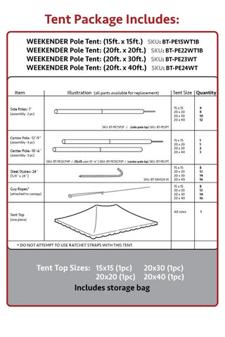 20' x 20' Weekender Standard Canopy Pole Tent - White by Party Tents