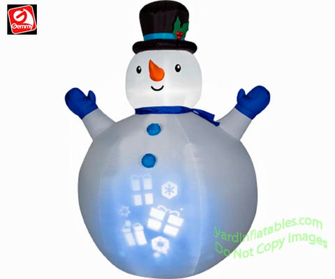 7' Gemmy Airblown Inflatable Panoramic Projection Snowman Wearing Top Hat