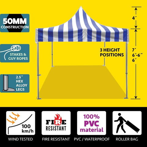 Party Tents Canopy Tents & Pergolas 10' x 10' Blue and White 50mm Speedy Pop-up Party Tent by Party Tents 754972368049 6884