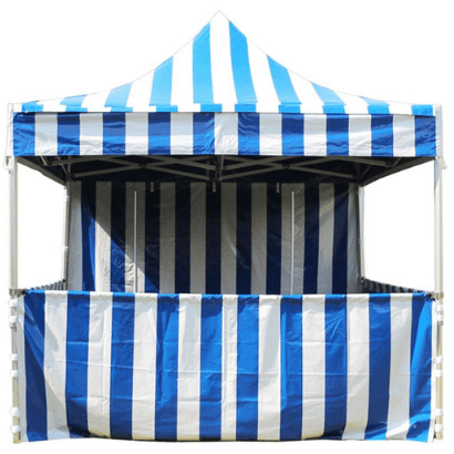 Party Tents Direct Canopies & Gazebos 10' x 10' 50mm Speedy Pop-up Carnival Tent - Blue White Striped by Party Tents 754972372244 7169