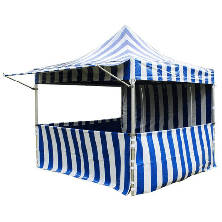 Party Tents Direct Canopies & Gazebos 10' x 10' 50mm Speedy Pop-up Carnival Tent - Blue White Striped by Party Tents 754972372244 7169