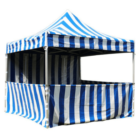 Party Tents Direct Canopies & Gazebos 10' x 10' 50mm Speedy Pop-up Carnival Tent - Blue White Striped by Party Tents 754972372244 7169