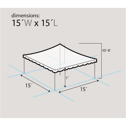 15' x 15' White Weekender Standard Canopy Pole Tent by Party Tents