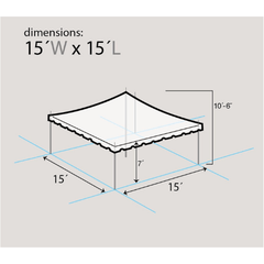 15' x 15' White Weekender Standard Canopy Pole Tent by Party Tents