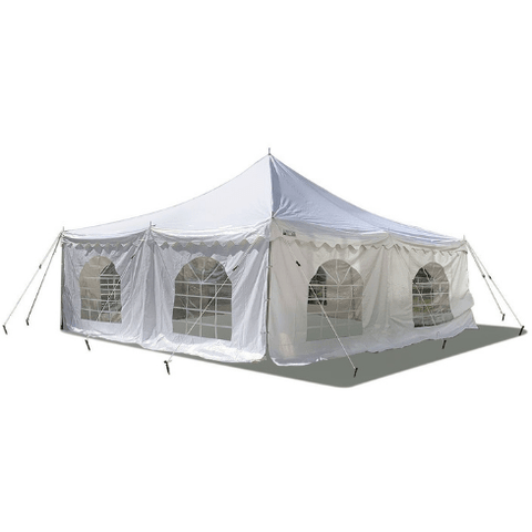 Party Tents Direct Canopies & Gazebos 20' x 20' White Economy Pole Canopy Tent with Sidewalls by Party Tents 754972377041 8079