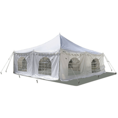 20' x 20' White Economy Pole Canopy Tent with Sidewalls by Party Tents