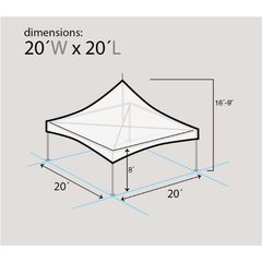 20' x 20' White Twin Tube High Peak Frame Party Tent by Party Tents