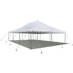 20' x 30' White Economy Pole Canopy Tent with Sidewalls by Party Tents