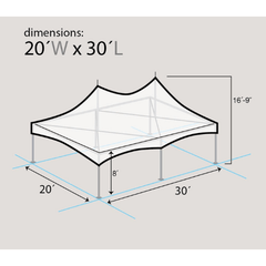 20' x 30' White Twin Tube High Peak Frame Party Tent by Party Tents