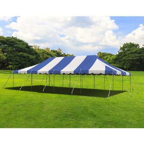 Party Tents Direct Canopies & Gazebos 20' x 40' Blue/White Weekender Standard Canopy Pole Tent by Party Tents 754972357074 679-Party Tents 20' x 40' Blue/White Weekender Standard Canopy Pole Tent Party Tents