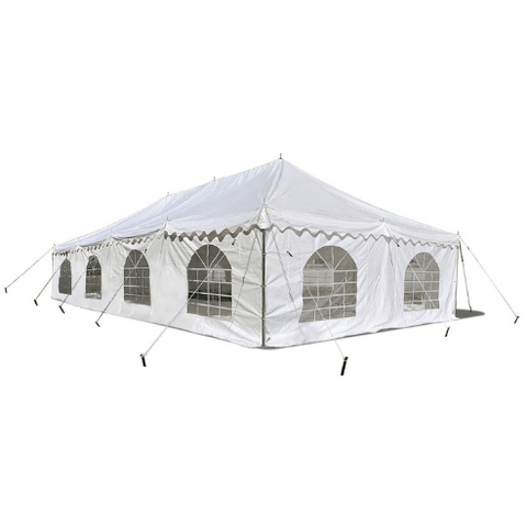 Party Tents Direct Canopies & Gazebos 20' x 40' White Economy Pole Canopy Tent with Sidewalls by Party Tents 754972377065 8081