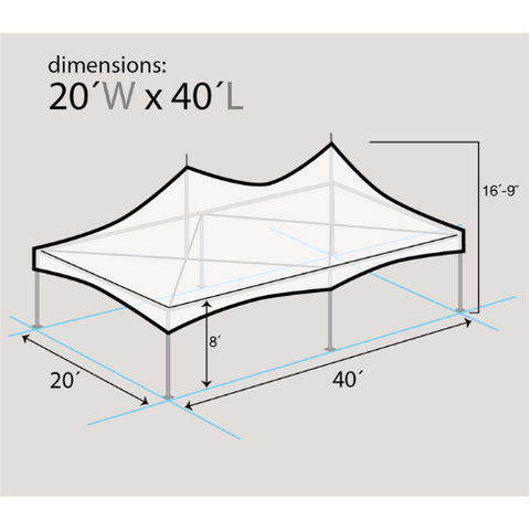 Party Tents Direct Canopies & Gazebos 20' x 40' White Twin Tube High Peak Frame Party Tent by Party Tents 754972316590 4200