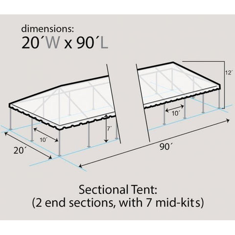Party Tents Direct Canopies & Gazebos 20' x 90' Sectional Single Tube West Coast Frame Party Tent by Party Tents 754972373975 2041 20'x90' Sectional Single Tube West Coast Frame Party Tent Party Tents