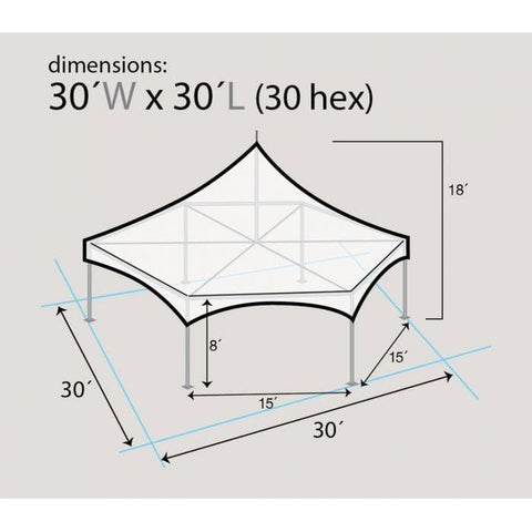 Party Tents Direct Canopies & Gazebos 30' White Hexagon High Peak Frame Party Tent by Party Tents 754972365345 1845