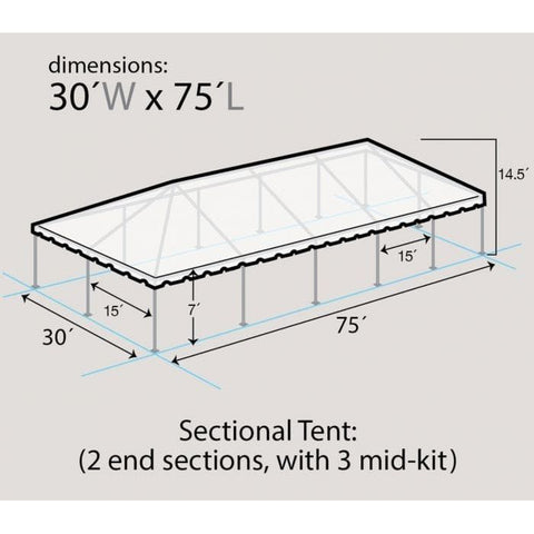 Party Tents Direct Canopies & Gazebos 30' x 75' Sectional Single Tube West Coast Frame Party Tent by Party Tents 754972373999 2033 30'x75' Sectional Single Tube West Coast Frame Party Tent Party Tents