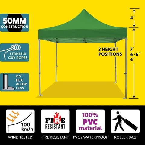 Party Tents Direct Canopy Tents & Pergolas 10' x 10' Green 50mm Speedy Pop-up Party Tent by Party Tents 754972310963 4570