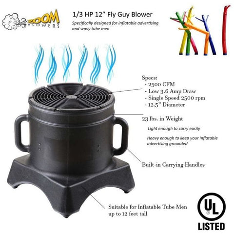 Party Tents Direct Dollies & Hand Trucks 12' Standard Blue Fly Guy Inflatable Tube Man with Blower by Party Tents 754972306409 861-Party Tents 12' Standard Blue Fly Guy Inflatable Tube Man with Blower Party Tents