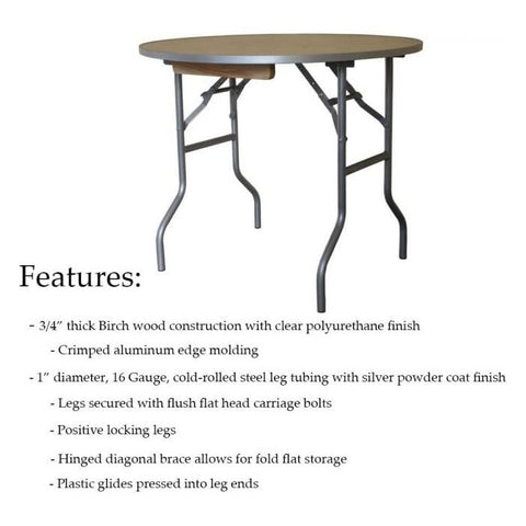 Party Tents Direct Folding Chairs & Stools 36" 2 pack Round Wood Folding Table by Party Tents 754972309356 3260 36" 2 pack Round Wood Folding Table by Party Tents SKU#3260